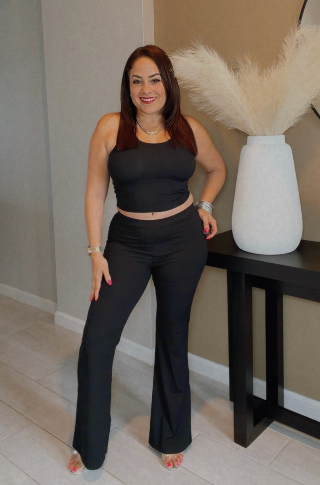 Sleeveless Crop Top & Flared Pant Set