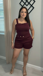 Stretch Short Set- Burgandy