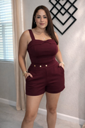 Stretch Short Set- Burgandy