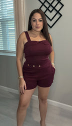 Stretch Short Set- Burgandy
