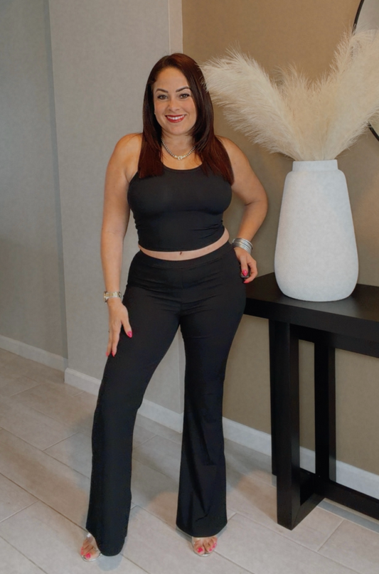 Sleeveless Crop Top & Flared Pant Set